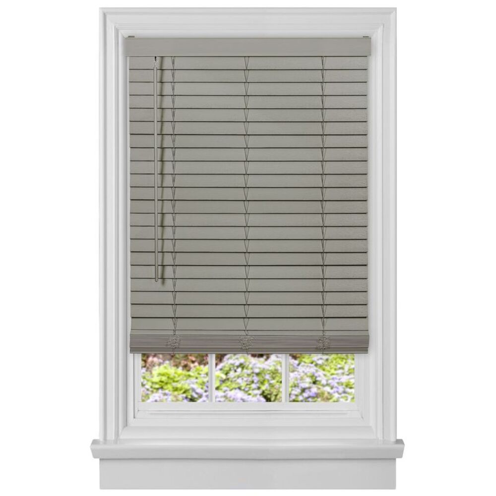 Achim GII Madera Falsa Indoor Cordless Grey Vinyl Room Darkening Window Faux